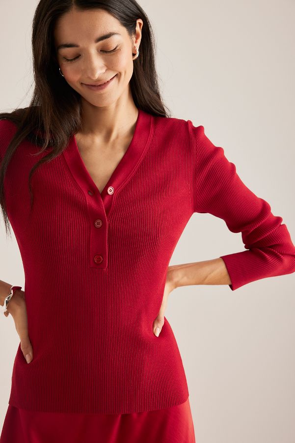 Slide View: 5: Samsoe Samsoe Saleonore V-Neck Rib Knit Top