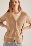 Thumbnail View 4: Cardigan Col V Contrasté By Anthropologie