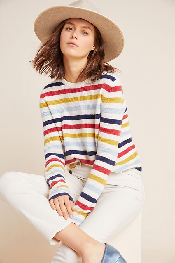 Slide View: 1: Alyssa Striped Cashmere Sweater