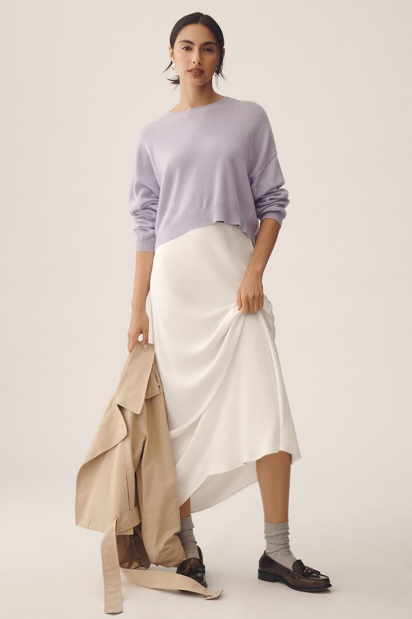 Slide View: 3: The Alani Cashmere Sweater by Pilcro: Cropped Crew-Neck Edition