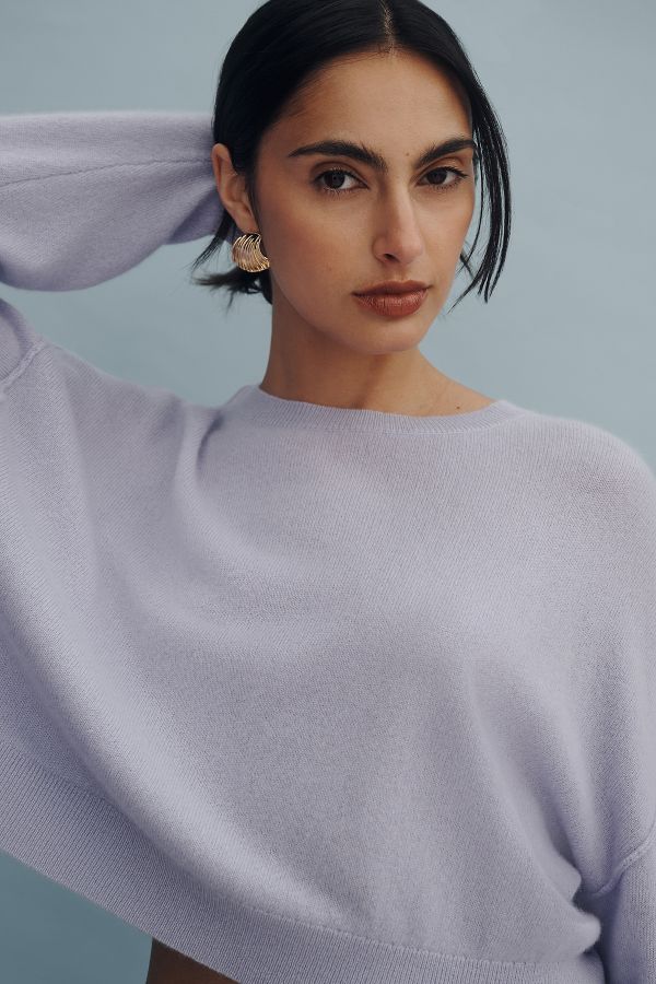 Slide View: 4: The Alani Cashmere Sweater by Pilcro: Cropped Crew-Neck Edition