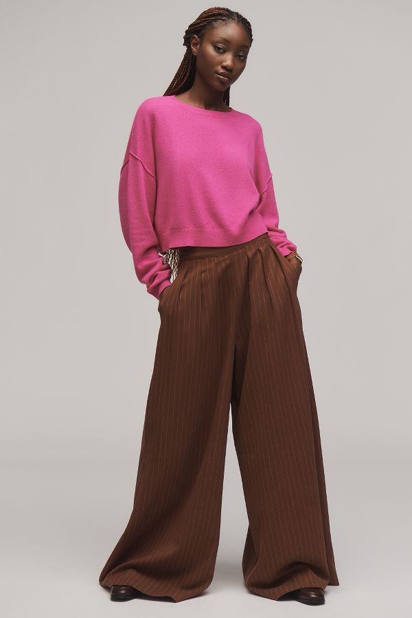 Slide View: 1: The Alani Cropped Cashmere Crew-Neck Jumper by Pilcro