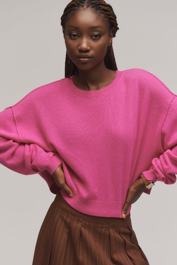 Slide View: 2: The Alani Cropped Cashmere Crew-Neck Jumper by Pilcro