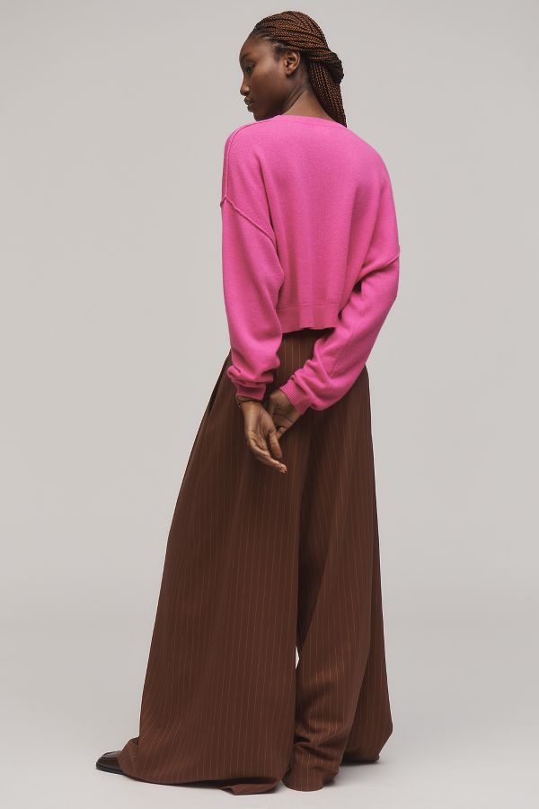 Slide View: 3: The Alani Cropped Cashmere Crew-Neck Jumper by Pilcro