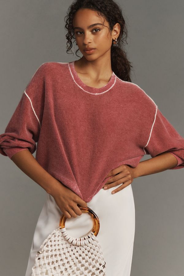 Slide View: 1: The Alani Cashmere Sweater by Pilcro: Cropped Crew-Neck Edition