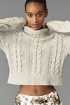 Thumbnail View 4: Pilcro Shine Cable-Knit Turtleneck Sweater