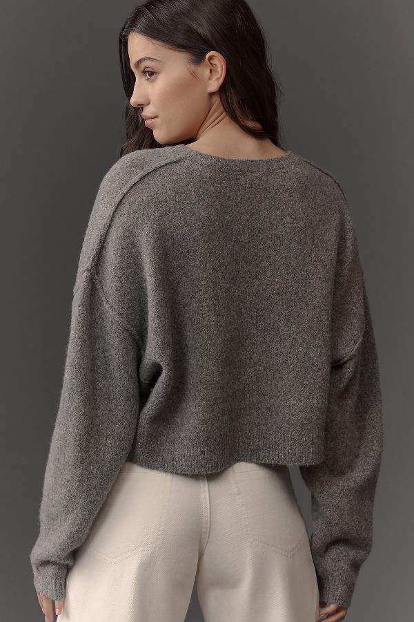 Slide View: 2: Pilcro Cropped Crew-Neck Oversized Sweater