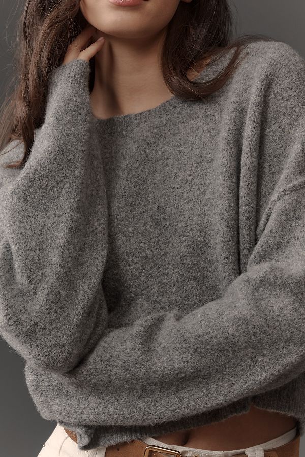 Slide View: 3: Pilcro Cropped Crew-Neck Oversized Sweater