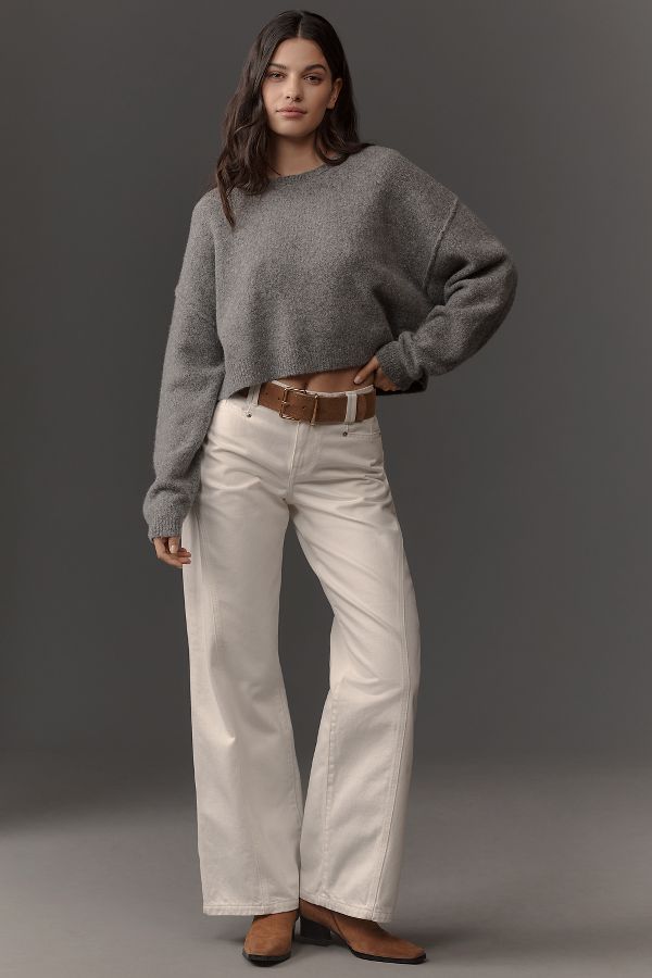 Slide View: 4: Pilcro Cropped Crew-Neck Oversized Sweater