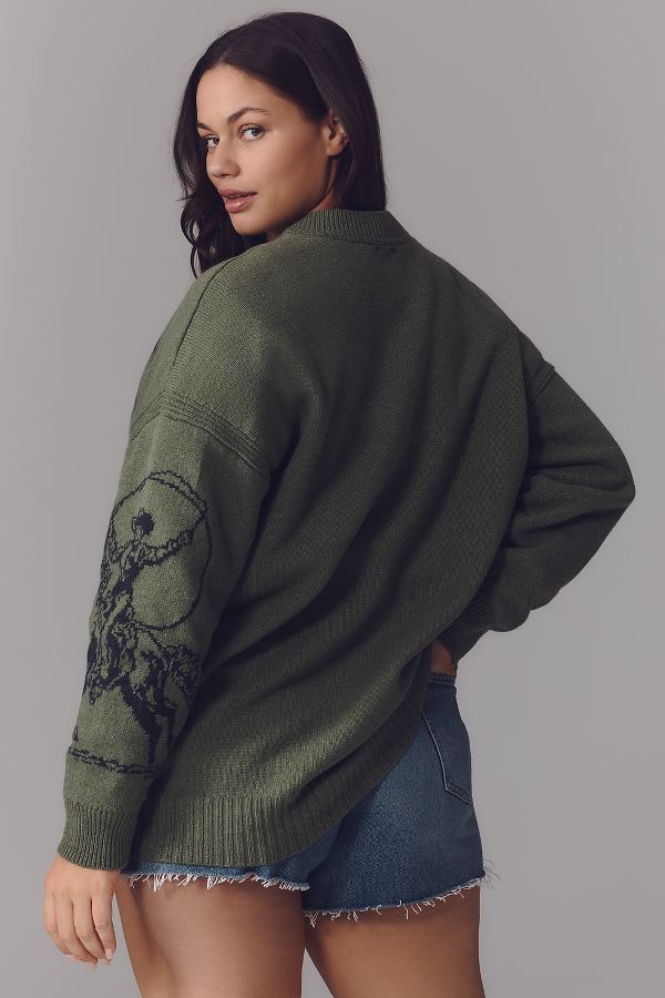 Slide View: 8: Maeve Oversized Graphic Crew-Neck Sweater