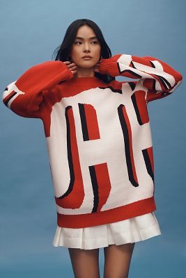 Maeve Oversized Graphic Monogram Sweater