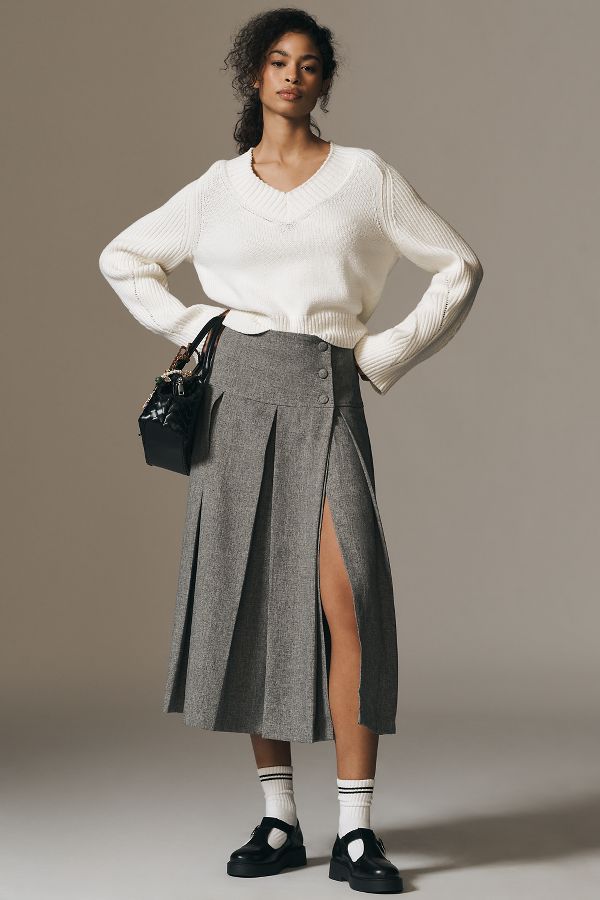 Slide View: 3: By Anthropologie Bell-Sleeve V-Neck Jumper