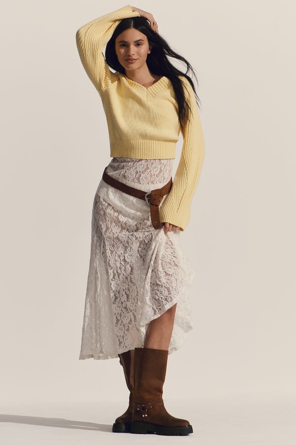 Slide View: 1: By Anthropologie Bell-Sleeve V-Neck Sweater