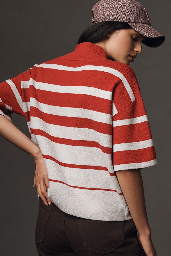 Slide View: 2: The Carys Mock-Neck Sweater by Maeve: Short-Sleeve Edition