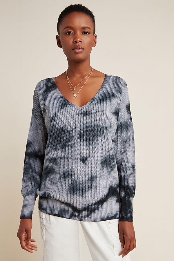 Slide View: 1: Gracie Tie-Dyed V-Neck Sweater
