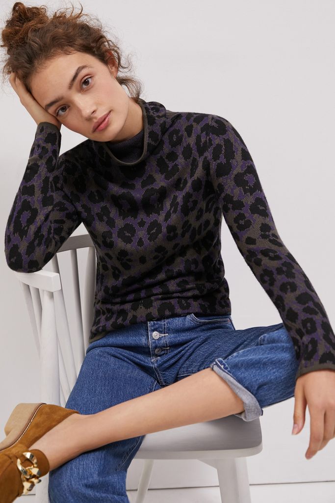 Leopard Turtleneck Sweater | Anthropologie