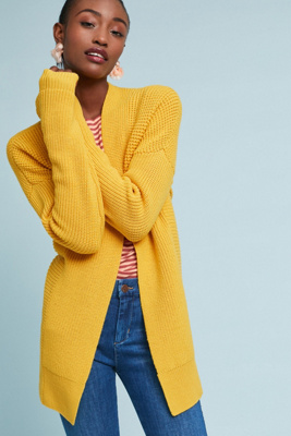 yellow wool cardigan