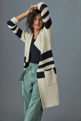 striped duster cardigan