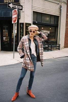 anthropologie plaid sweater coat