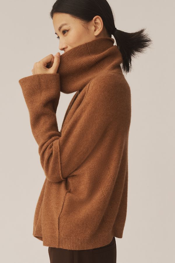 Slide View: 3: Pilcro Cashmere Wide-Sleeve Scrunched Turtleneck Sweater