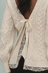 Thumbnail View 4: By Anthropologie Open-Back Bow-Detail Chunky-Knit Sweater