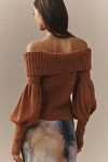 Thumbnail View 3: The Tessa Off-The-Shoulder Puff-Sleeve Sweater