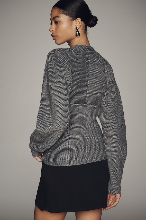 Slide View: 2: Maeve Square-Neck Wide-Sleeve Sweater