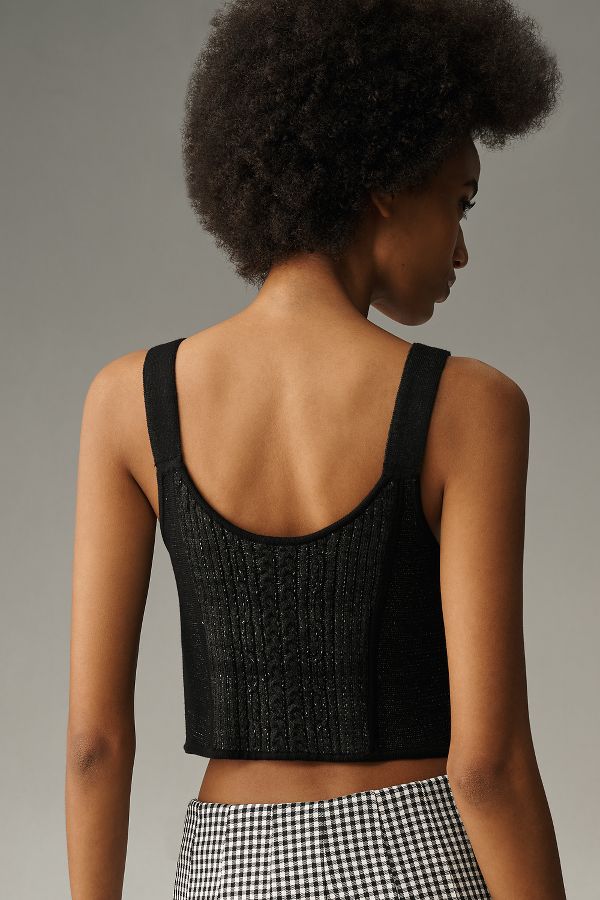 Slide View: 2: Pilcro Scoop-Neck Zip-Front Corset Sweater