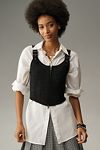 Thumbnail View 1: Pilcro Scoop-Neck Zip-Front Corset Sweater