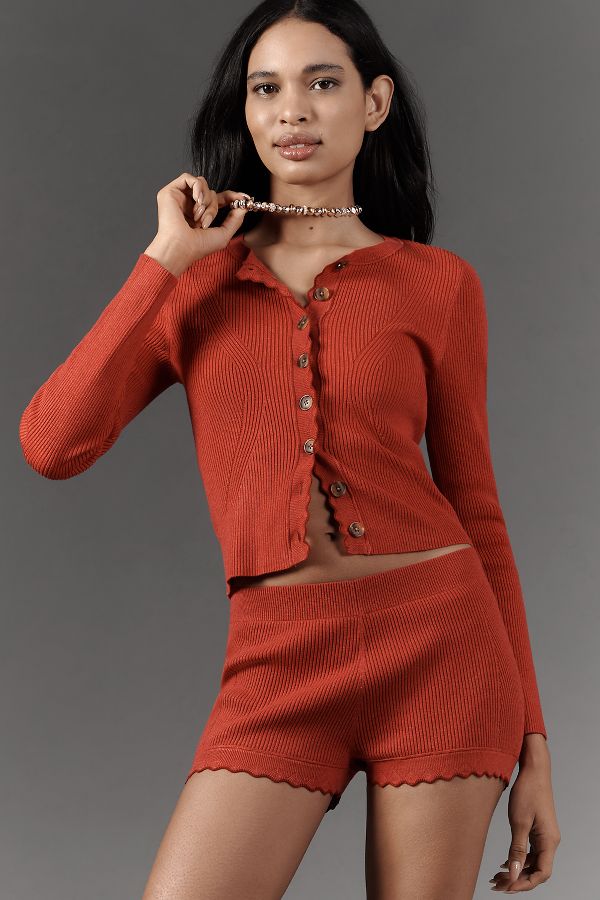 Slide View: 3: Maeve Scalloped Cardigan Sweater