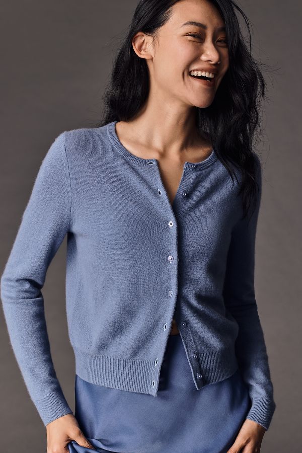 Slide View: 4: The Juliet Cashmere Crew-Neck Cardigan Sweater