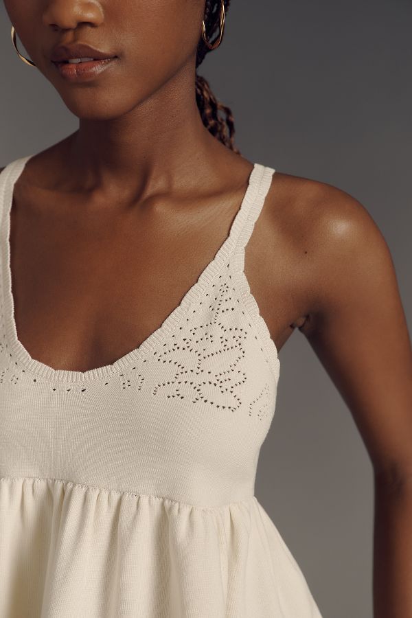 Slide View: 2: By Anthropologie Scalloped Babydoll Pointelle Sweater Tank