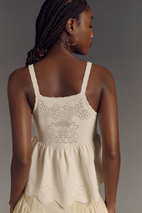 Slide View: 3: By Anthropologie Scalloped Babydoll Pointelle Sweater Tank