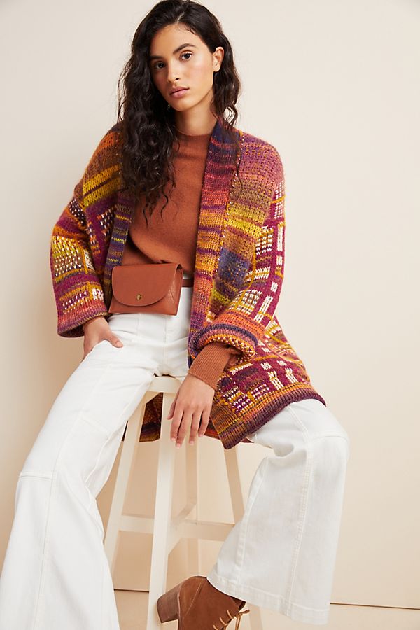 Slide View: 1: Tavia Longline Knit Cardigan