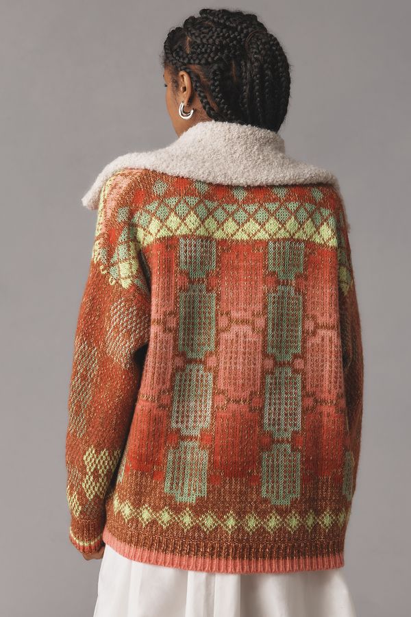 Slide View: 2: By Anthropologie Faux-Fur Collar Cardigan Sweater