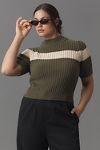 Thumbnail View 5: Pilcro Striped Short Sleeve Mock-Neck Sweater