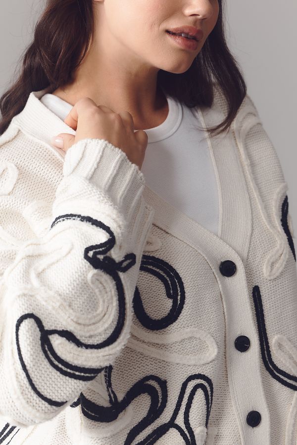 Slide View: 8: Pilcro Oversized Embroidered Cardigan Sweater