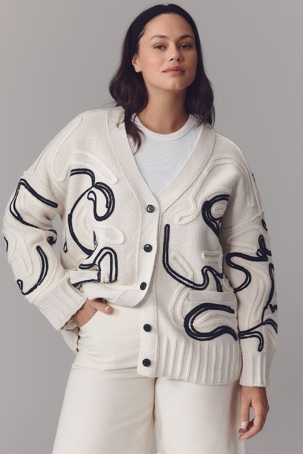 Slide View: 5: Pilcro Oversized Embroidered Cardigan Sweater