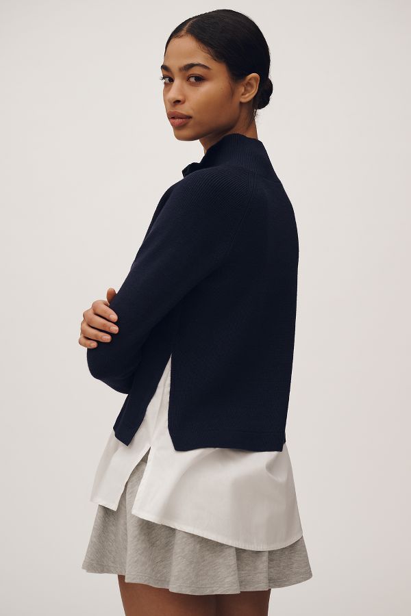 Slide View: 3: Maeve Half-Zip Twofer Mock-Neck Sweater