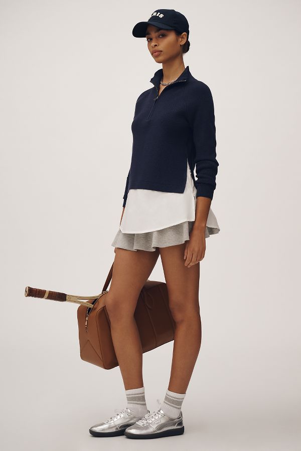 Slide View: 1: Maeve Half-Zip Twofer Mock-Neck Sweater