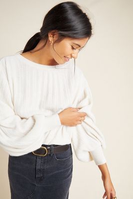 White Warren Ribbed Cashmere Pullover Anthropologie   4114361070027 011 B