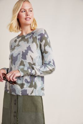 white and warren camo sweater