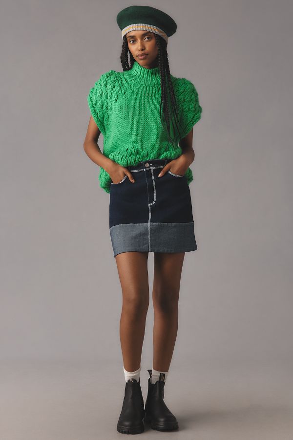 Slide View: 4: English Factory Sleeveless Mock-Neck Bubble-Knit Sweater