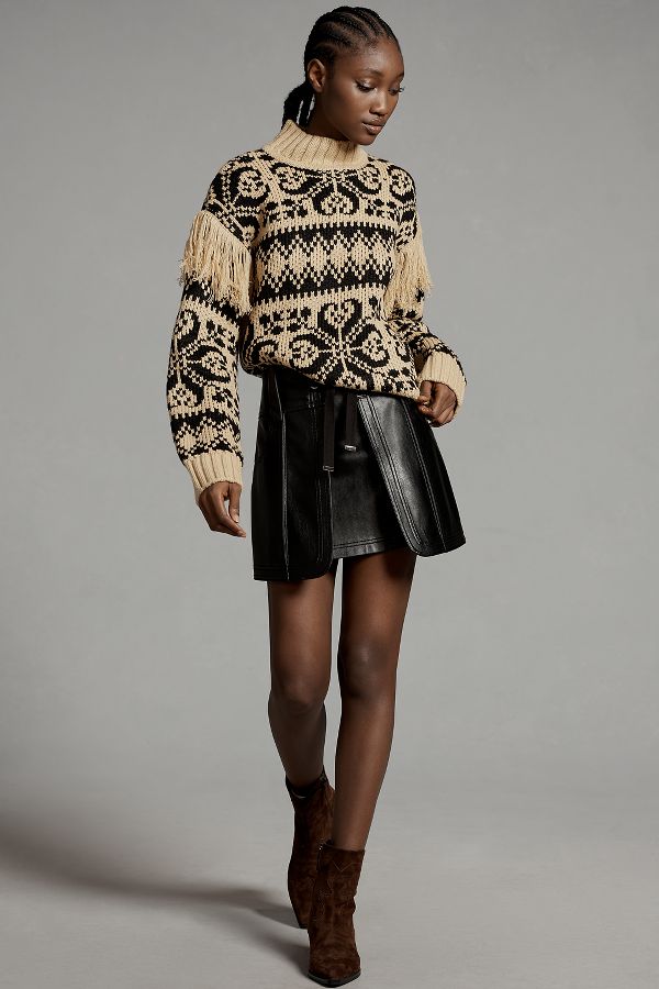 Slide View: 2: English Factory Fringe-Sleeve Mock-Neck Sweater