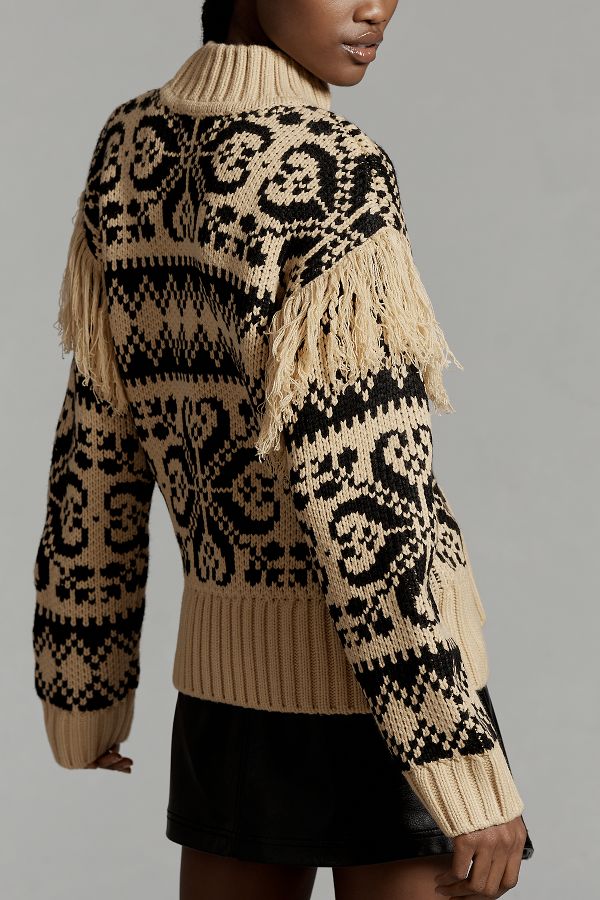 Slide View: 4: English Factory Fringe-Sleeve Mock-Neck Sweater