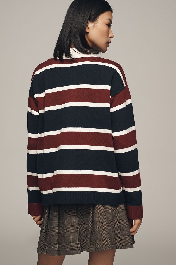 Slide View: 2: Grey Lab Striped Polo Sweater