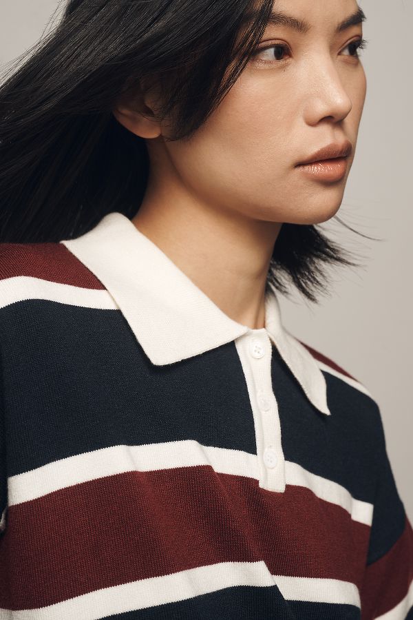 Slide View: 4: Grey Lab Striped Polo Sweater