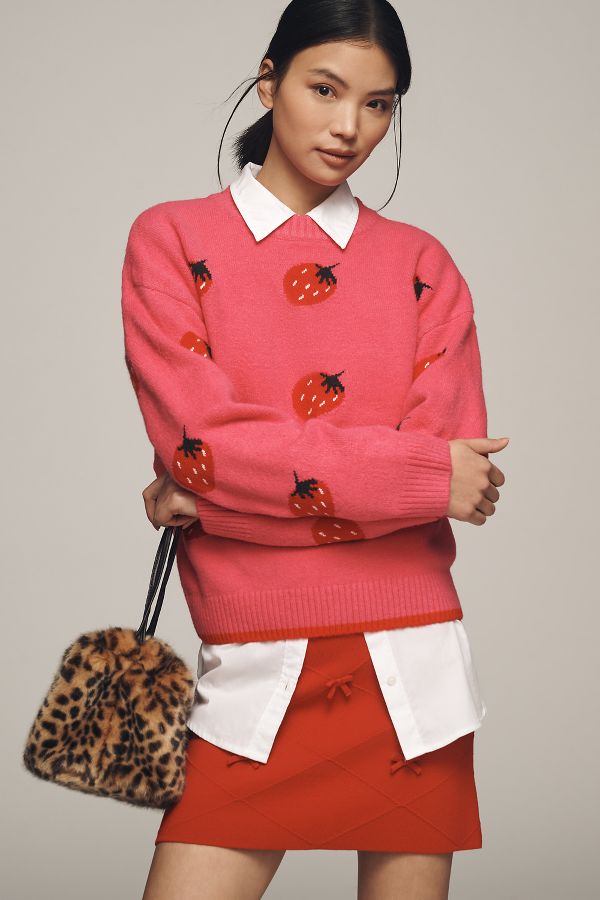 Slide View: 3: English Factory Strawberry Crew-Neck Sweater