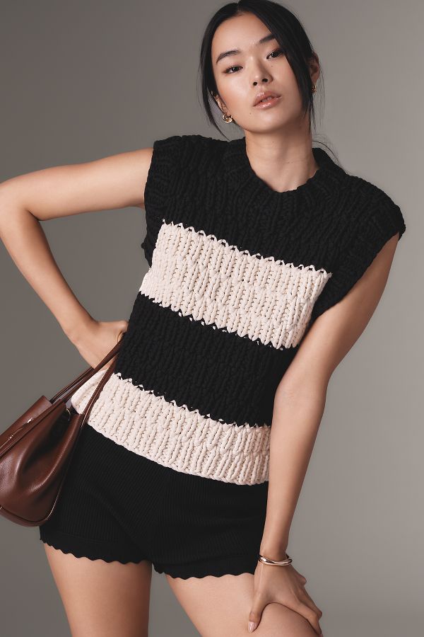 Slide View: 1: English Factory Striped Chunky Sweater Vest