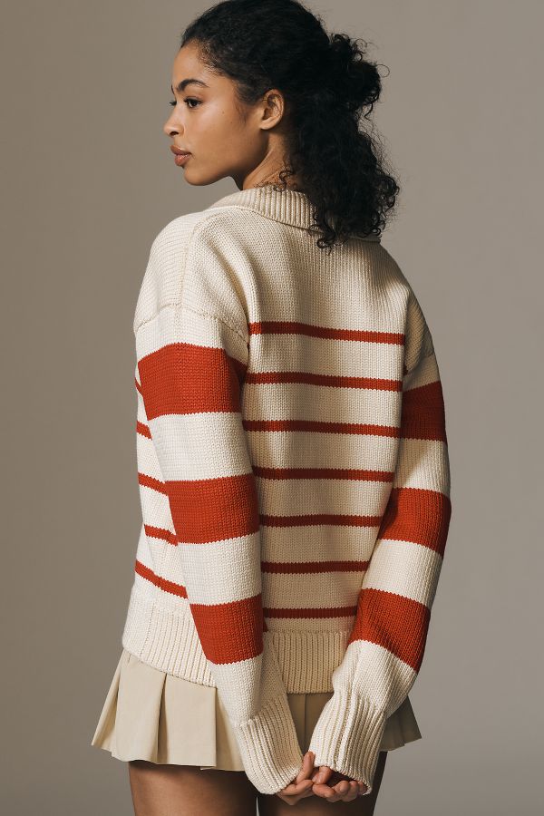 Slide View: 2: English Factory Collared Stripe Polo  Sweater